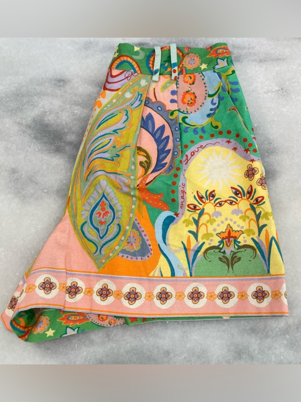 ANTONIO MELANI Brooks Bright Colorful Paisley Print Linen Cotton Shorts - Picture 4 of 9